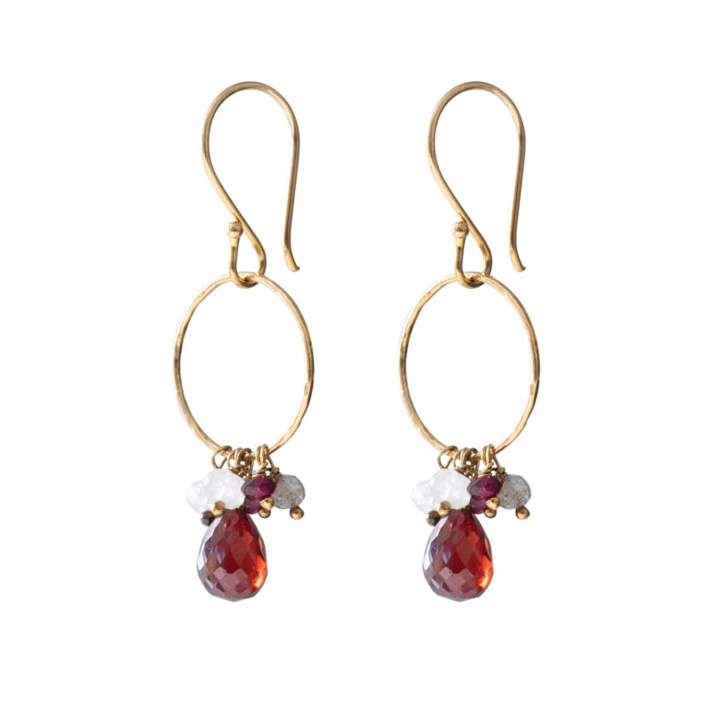AW26431 - Flourish Garnet mix Gold earrings
