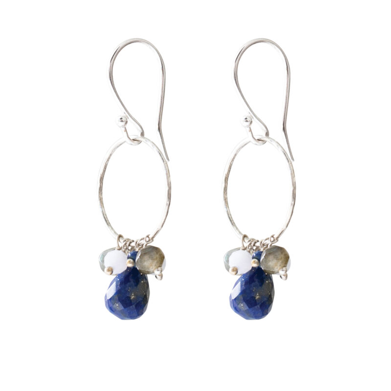 AW26531 - Flourish Lapis Lazuli mix Silver earrings