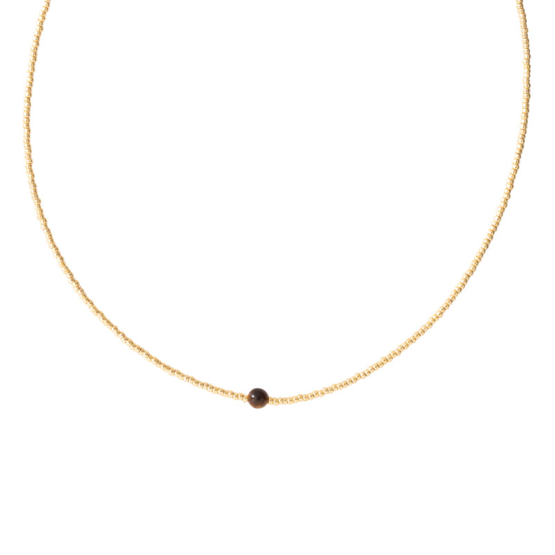 BL24480_1 - Flora Tiger Eye Gold Necklace