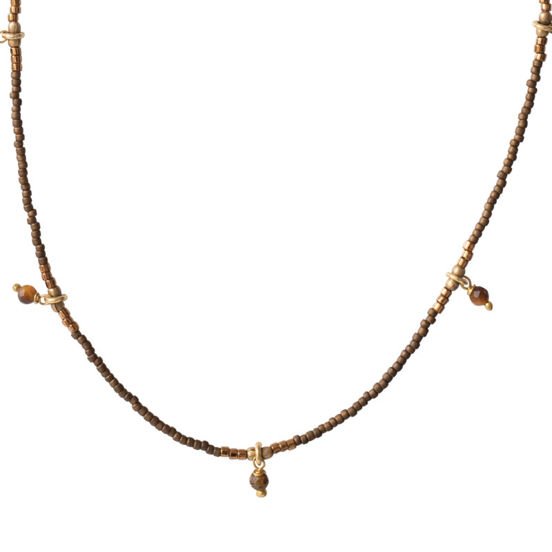 BL26318 - Cocoon Tiger Eye Gold necklace_1 A Beautiful Story Cocoon ketting Tijgeroog