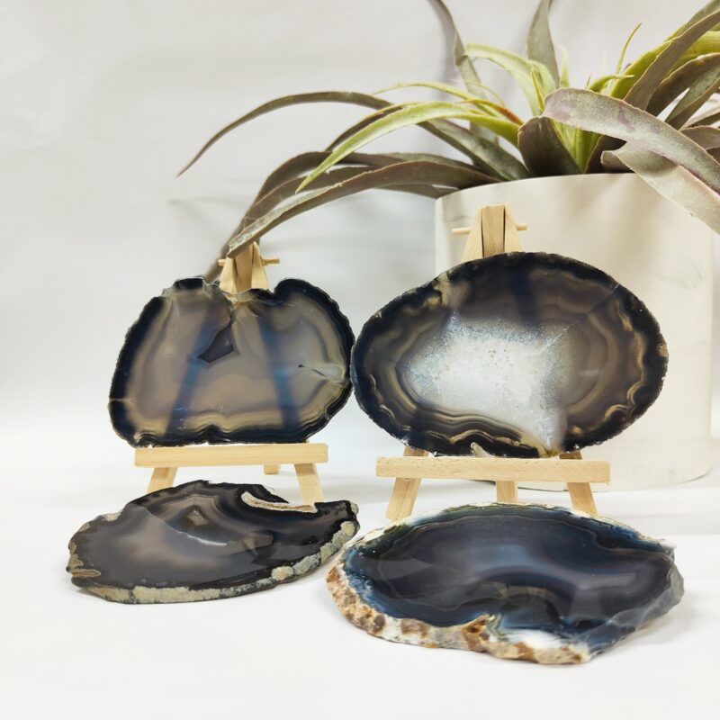 Agaat doorsnedes set grijs/blauw tinten SamStone productafbeelding